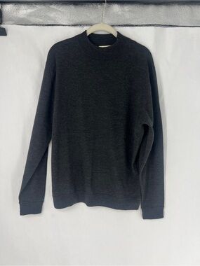 Parisian Works Men's Dark Charcoal 100% Fine Merino Wool Sweater